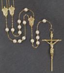 10mm PEARL GOLD LASSO ROSARY 49in LENGTH
