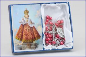 Infant of Prague Laminated Prayer Card with Rosary