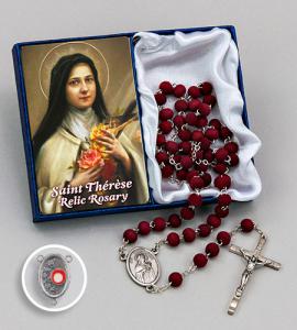 St Therese Laminated Prayer Card With Relic Ctr Rose Scented
