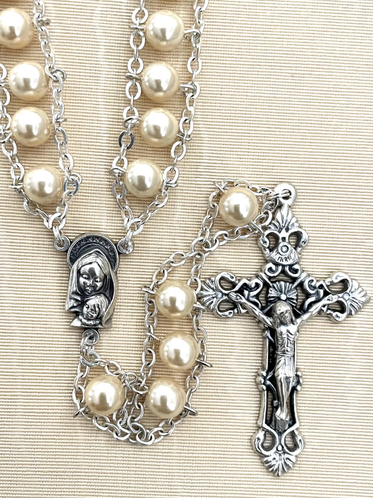 7MM PEARL LADDER ROSARY