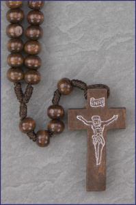 7mm ROUND MAROON WOOD ROSARY ONCORD 15in LENGTH