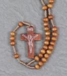 5mm ROUND BROWN WOOD ROSARY ON CORD 11in LENGTH