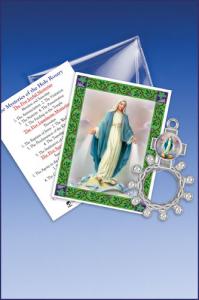 Our Lady of Grace Rosary Ring with Pouch