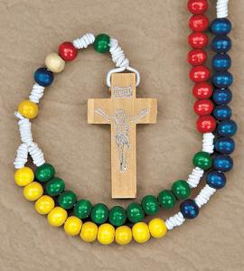 Multi-Color Wood Rosary on Elastic Cord