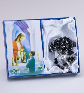 First Communion Traditions Boy Rosary & Prayer Card - Black