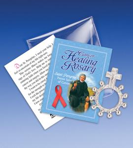 Saint Peregrine Cancer Healing Rosary Ring Packet