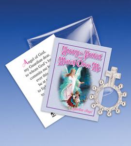 Guardian Angel Watch Over Me Rosary Ring Packet
