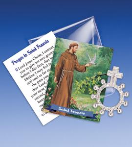 Saint Francis Rosary Ring In Pouch