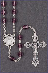 6mm February Round Diamond Cut Birhtstone Rosary
