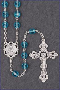 6mm March Round Diamond Cut Birthstone Rosary