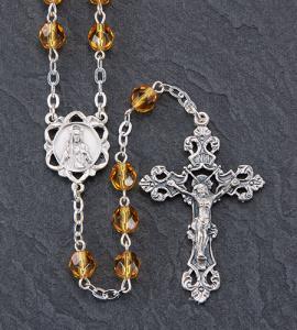 6mm November Round Diamond Cut Birthstone Rosary