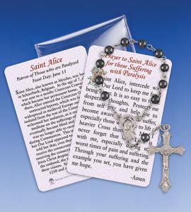 Saint Alice/Paralysis Healing 1 Decade Rosary with Prayer Card