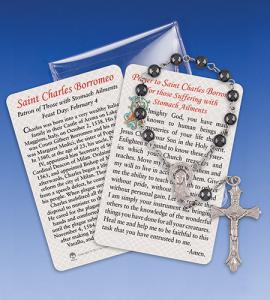 Saint Charles Borremeo/Stomach Healing 1 Decade Rosary with Prayer Card