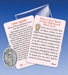 St Agatha/Breast Cancer Healingmedal with Prayer Card