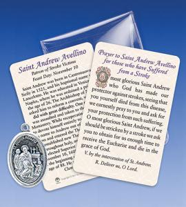 Saint Andrew Avellino/Stroke Healing Medal with Prayer Card