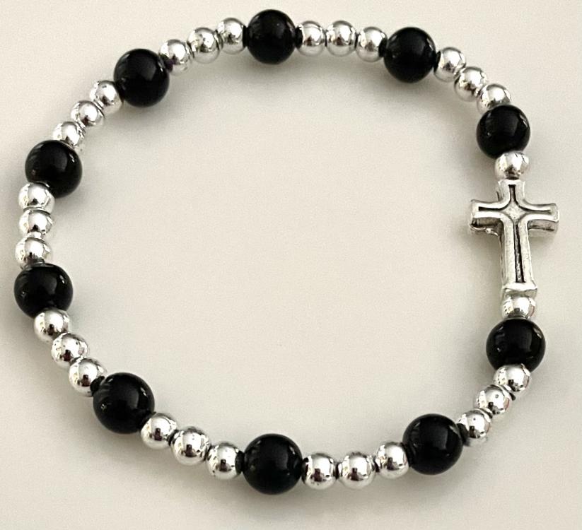 6mm ONYX GEMSTONE ELASTIC BRACELET