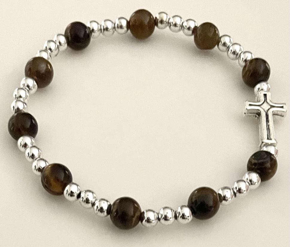 6mm TIGERS EYE GEMSTONE ELASTIC BRACELET