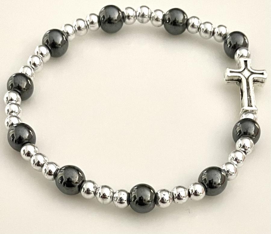 6mm HEMATITE GEMSTONE ELASTIC BRACELET