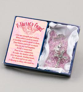 A Nurse's Angel Rosary With Prayer Card