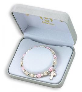 6X6mm Pink Pearl Heart shaped Girl Bracelet