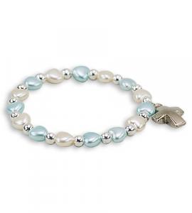 6X6mm Blue Pearl Heart shaped Boy Bracelet