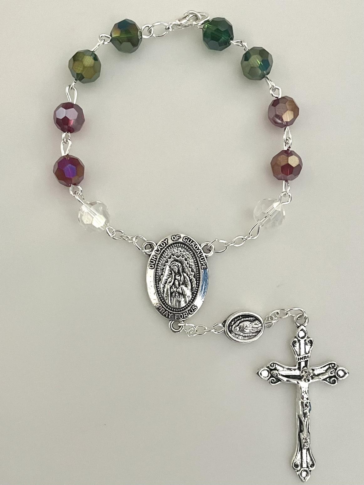 OUR LADY OF GUADALUPE 8mm TIN CUT AUTO ROSARY OUR LADY OF GUADALUPE 8mm TIN CUT AUTO ROSARY