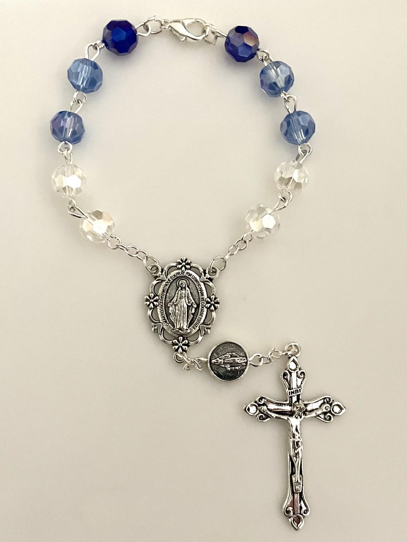 OUR LADY OF GRACE 8mm TIN CUT AUTO ROSARY