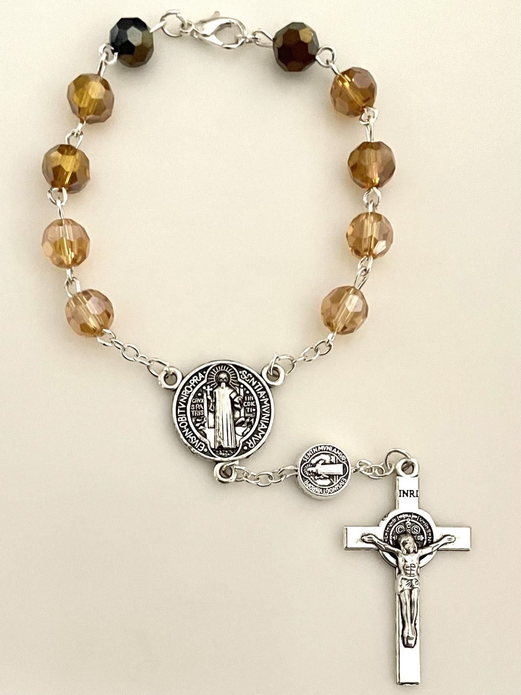ST BENEDICT 8mm TIN CUT AUTO ROSARY