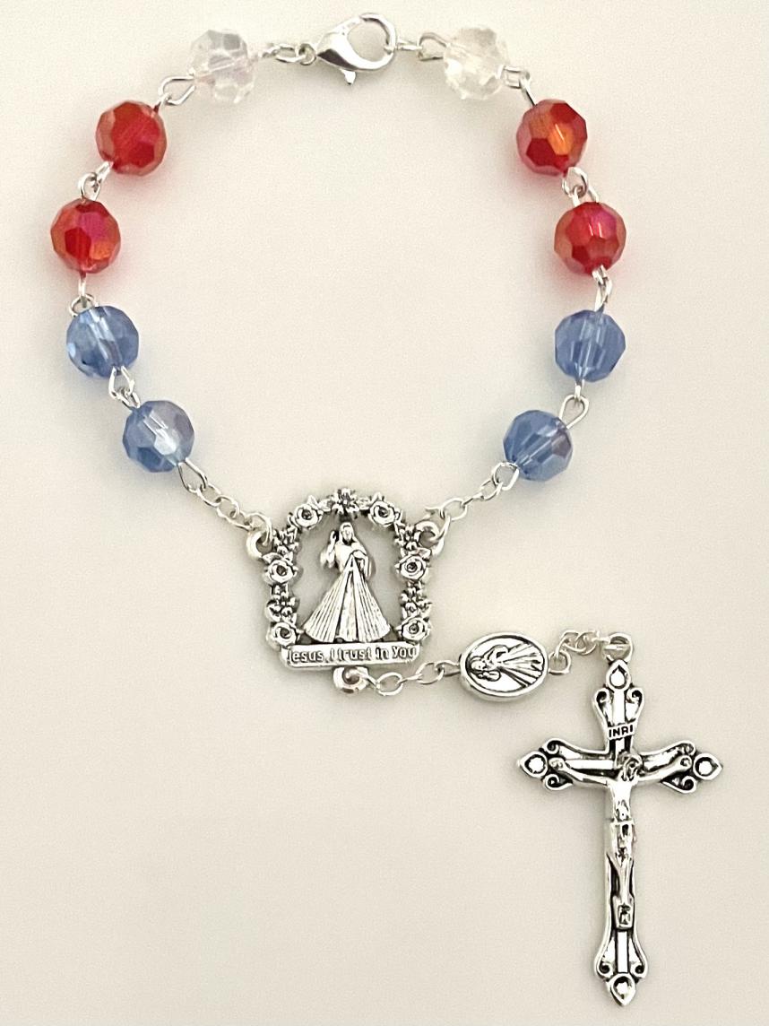 DIVINE MERCY 8mm TIN CUT AUTO ROSARY