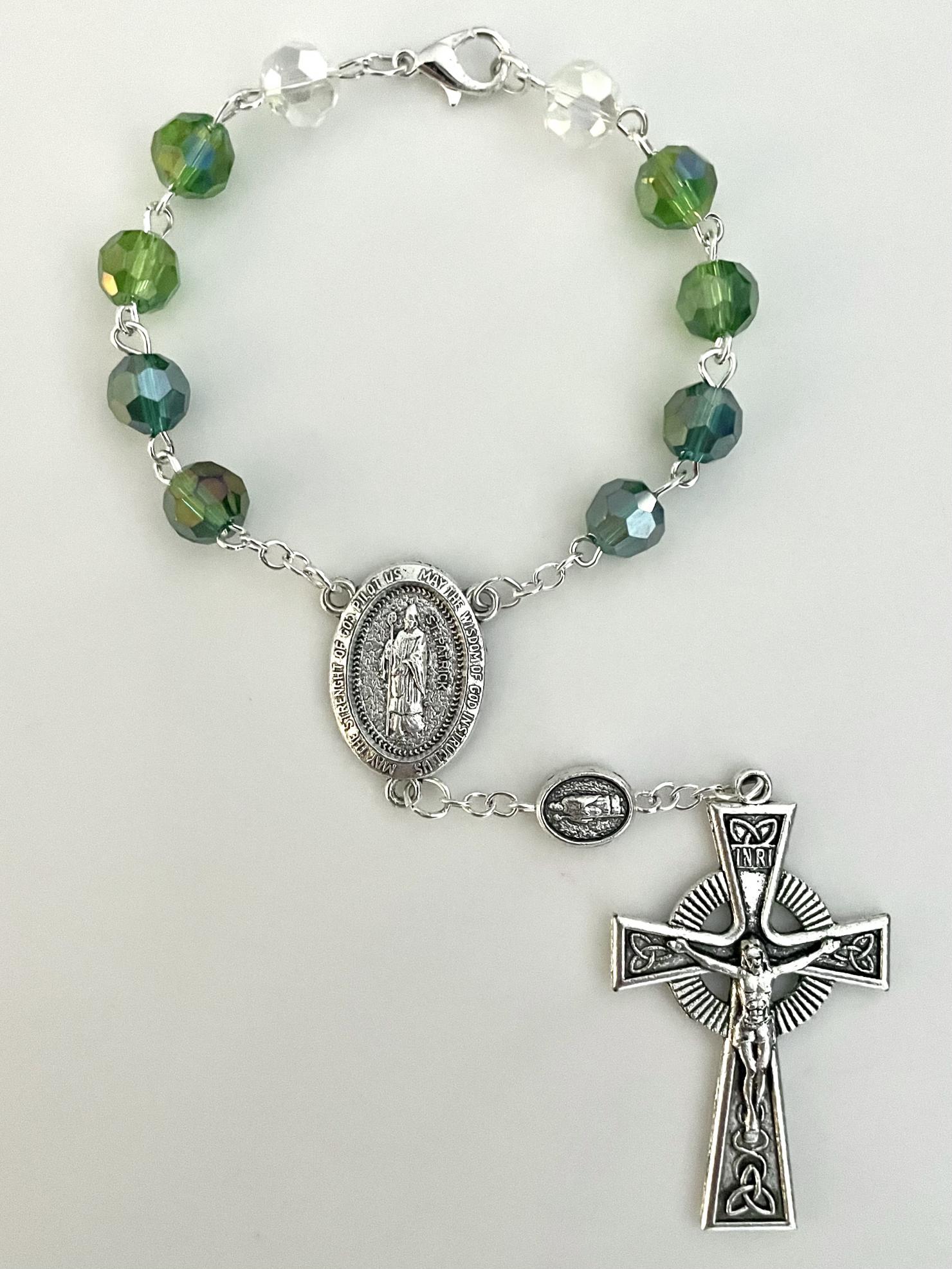 ST PATRICK 8mm TIN CUT AUTO ROSARY ST PATRICK 8mm TIN CUT AUTO ROSARY