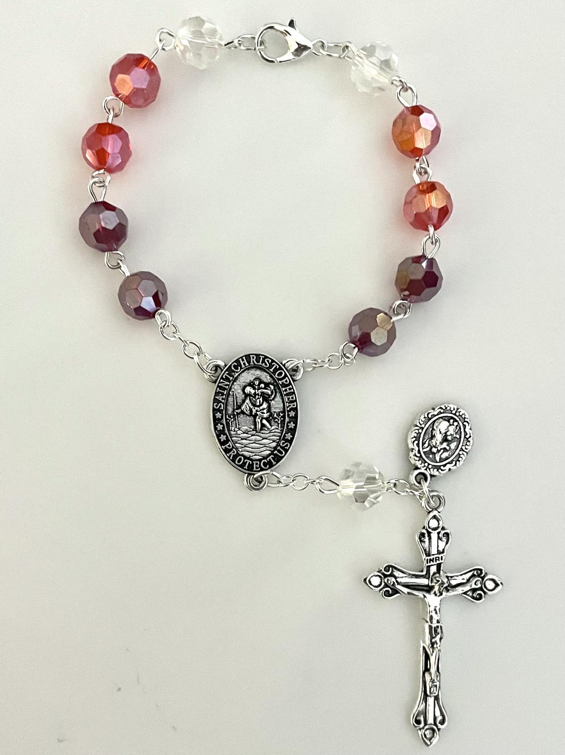 ST CHRISTOPHER 8mm TIN CUT AUTO ROSARY ST CHRISTOPHER 8mm TIN CUT AUTO ROSARY