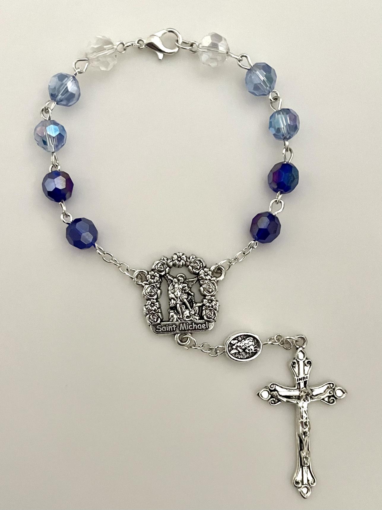 ST MICHAEL 8mm TIN CUT AUTO ROSARY ST MICHAEL 8mm TIN CUT AUTO ROSARY