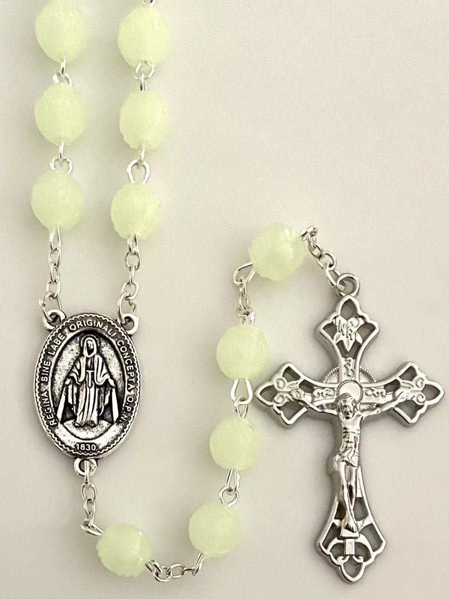 8mm LUMINOUS ROSEBUD ROSARY