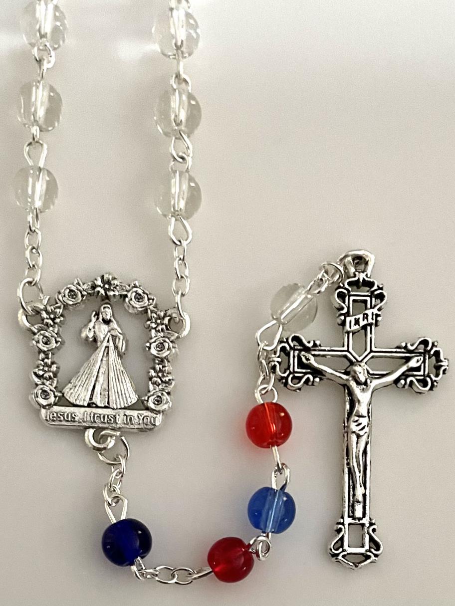 6mm DIVINE MERCY MULTICOLOR GLASS ROSARY
