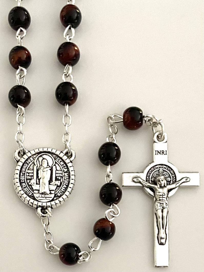 6mm TIGERS EYE ST BENEDICT ROSARY