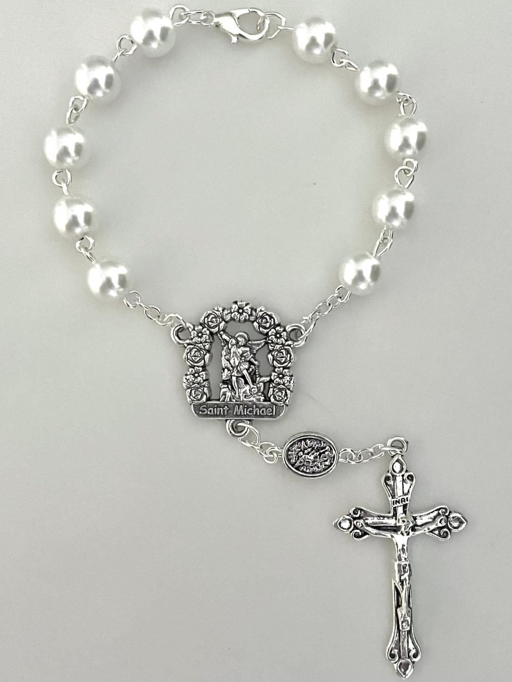 8mm WHITE PEARL AUTO ROSARY 8mm WHITE PEARL AUTO ROSARY