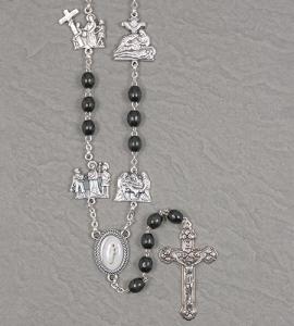 BLACK WOOD STATIONS OF CROSS ROSARY