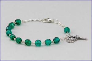 6mm EMERALD ROUND DIAMOND CUT  BRACELET