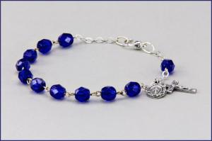 6mm DARK SAPPHIRE ROUND DIAMOND CUT  BRACELET