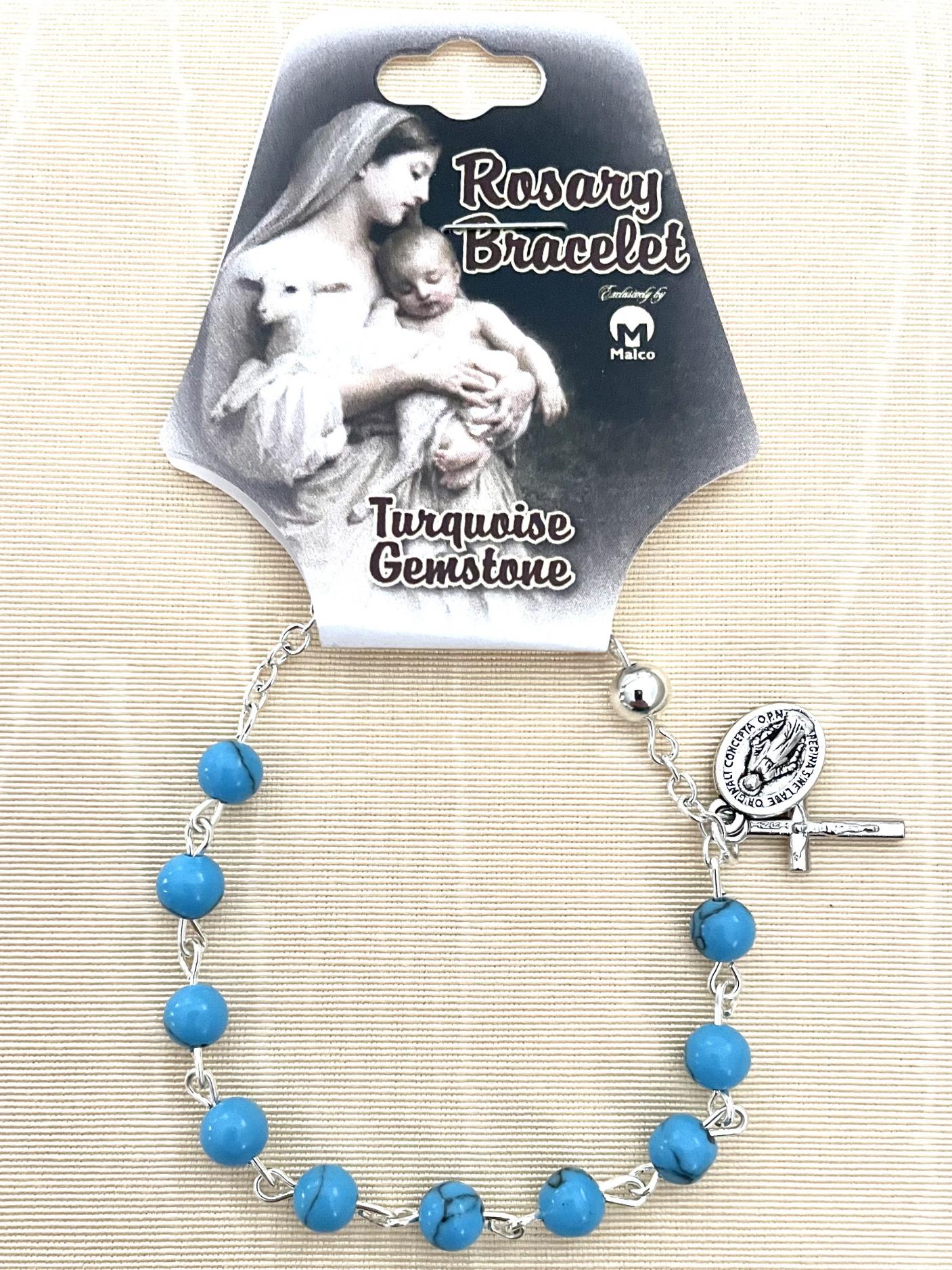 6 mm Round Gemstone Turquoise Rosary Bracelet