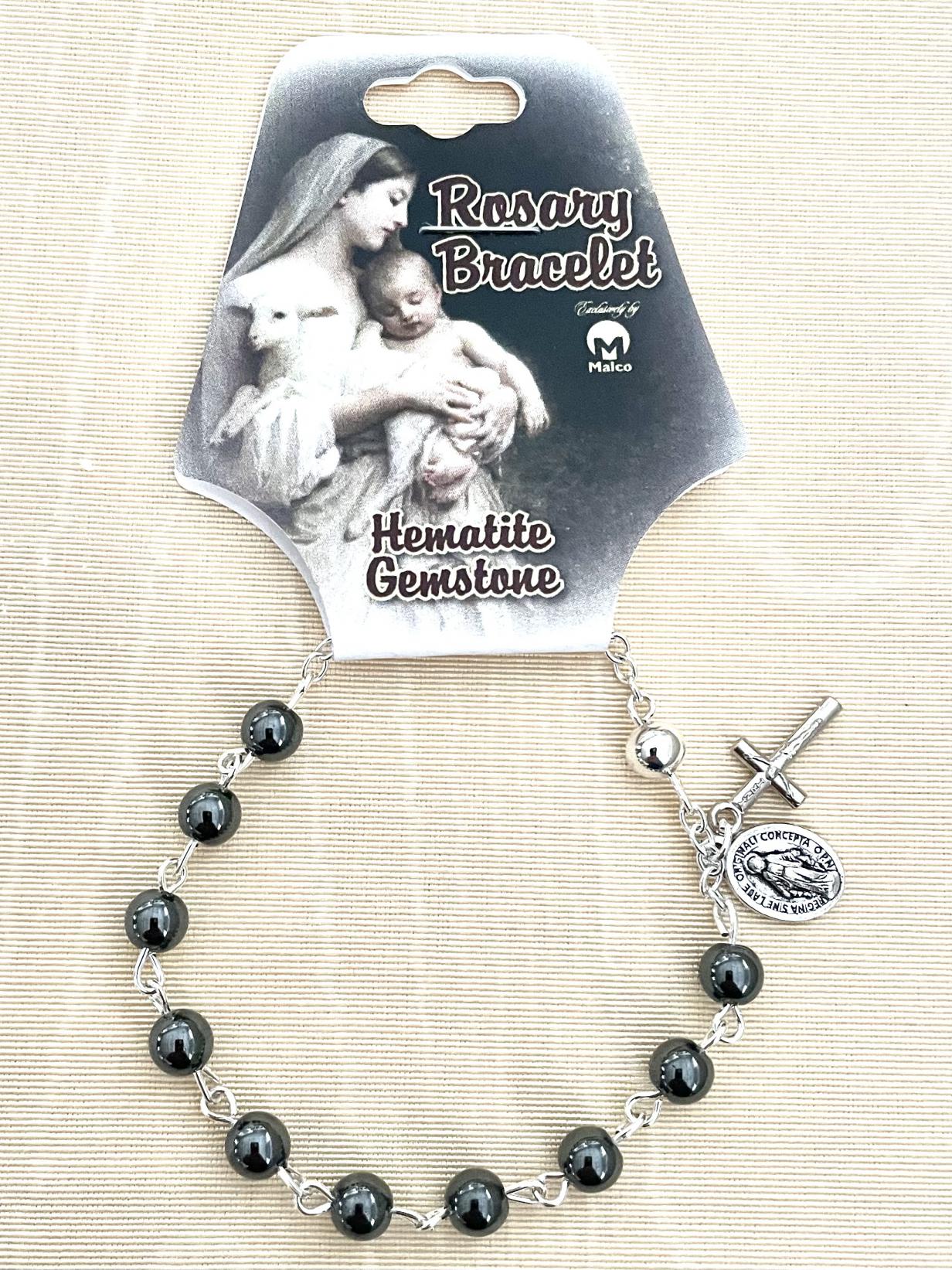 6 mm Round Gemstone Hematite Rosary Bracelet