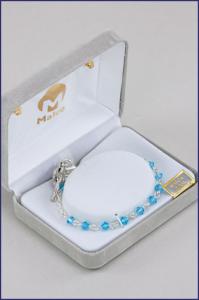 4mm AQUA RONDELLE CRYSTAL ROSARY BRACELET