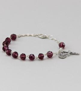 6 mm Amethyst Diamond Cut Rosary Bracelet
