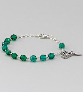 6 mm Emerald Diamond Cut Rosary Bracelet