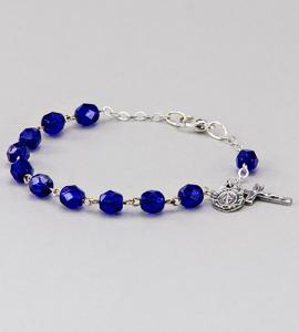 6 mm Dark Sapphire Diamond Cut Rosary Bracelet