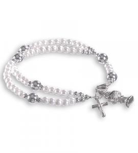 59 BEAD PEARL COMMUNION ROSARY BRACELET