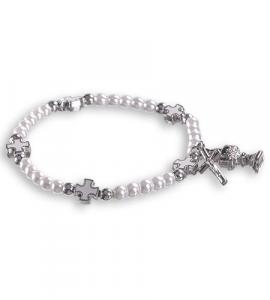 COMMUNION PEARL/CROSS BRACELET