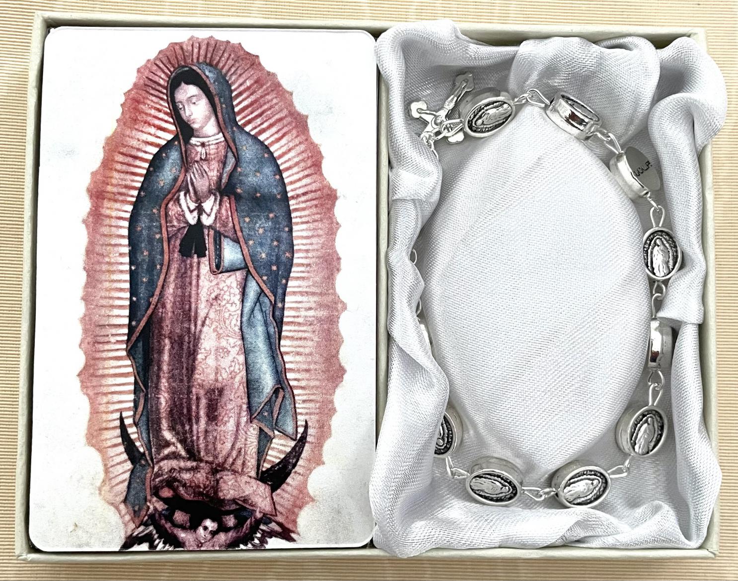 Our Lady of Guadalupe  Medal Rosary Bracelet. Gift Boxed