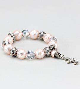 10mm PINK PEARL & CRYSTAL BRACELET ON HANGTAG