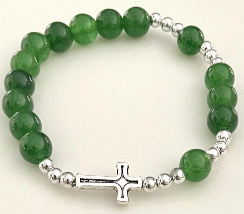 8mm JADE GEMSTONE STRETCH ROSARY BRACELET